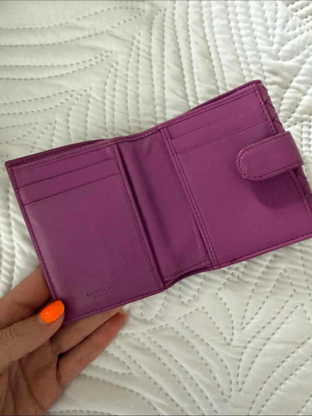 Bottega Veneta Intrecciato Fold-Over Wallet - Plum Purple